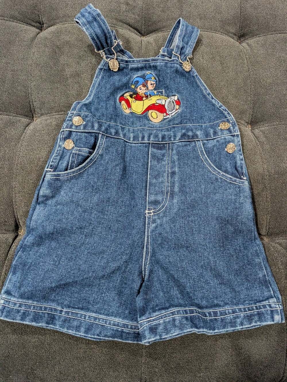Fashion Zone Denim Overalls Shorts Size 4T Embroidered Car